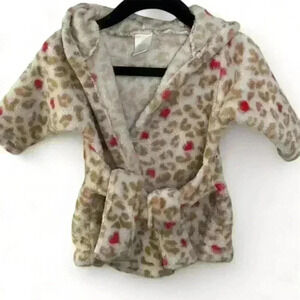 Zak & Zoey Baby Leopard Print Hooded Plush Bathrobe girls 0-3 months